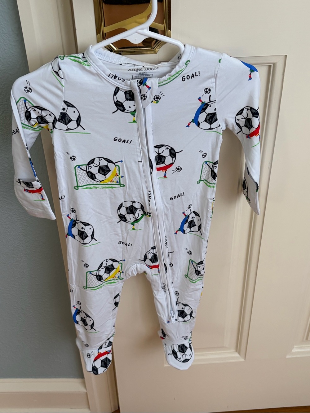 NWT Angel Dear Bamboo Soccer Print Zipper Footie Pajama